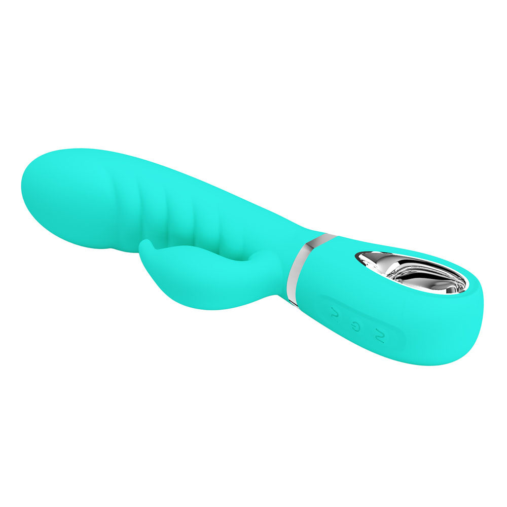 Party Up EDWARD Rabbit Vibe - Teal - Teal 20 cm USB Rechargeable Rabbit Vibrator - BI-014635-4-PU