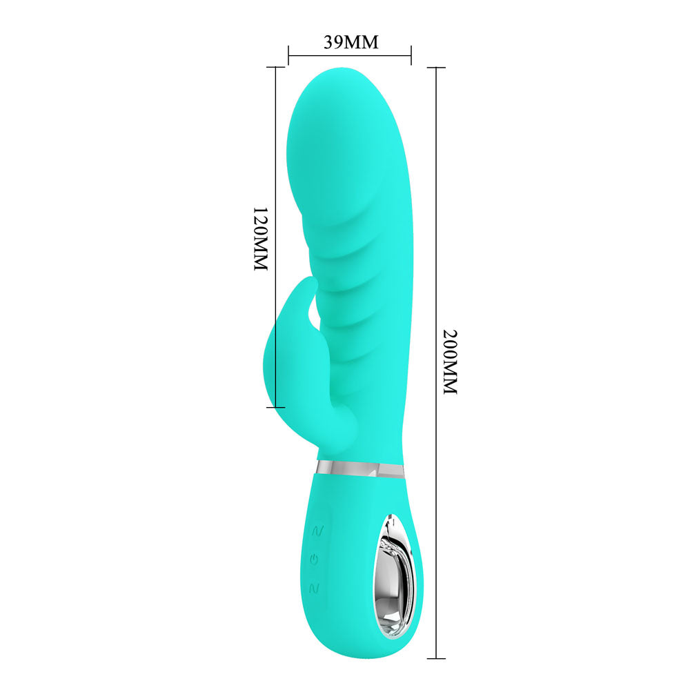 Party Up EDWARD Rabbit Vibe - Teal - Teal 20 cm USB Rechargeable Rabbit Vibrator - BI-014635-4-PU