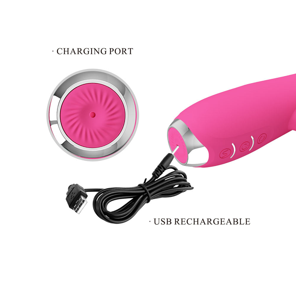 Party Up ERIC Rotating Beads Vibrator - Pink - Pink 20.5 cm USB Rechargeable Rabbit Vibrator with Rotating Bead Shaft - BI-014692-1-PU