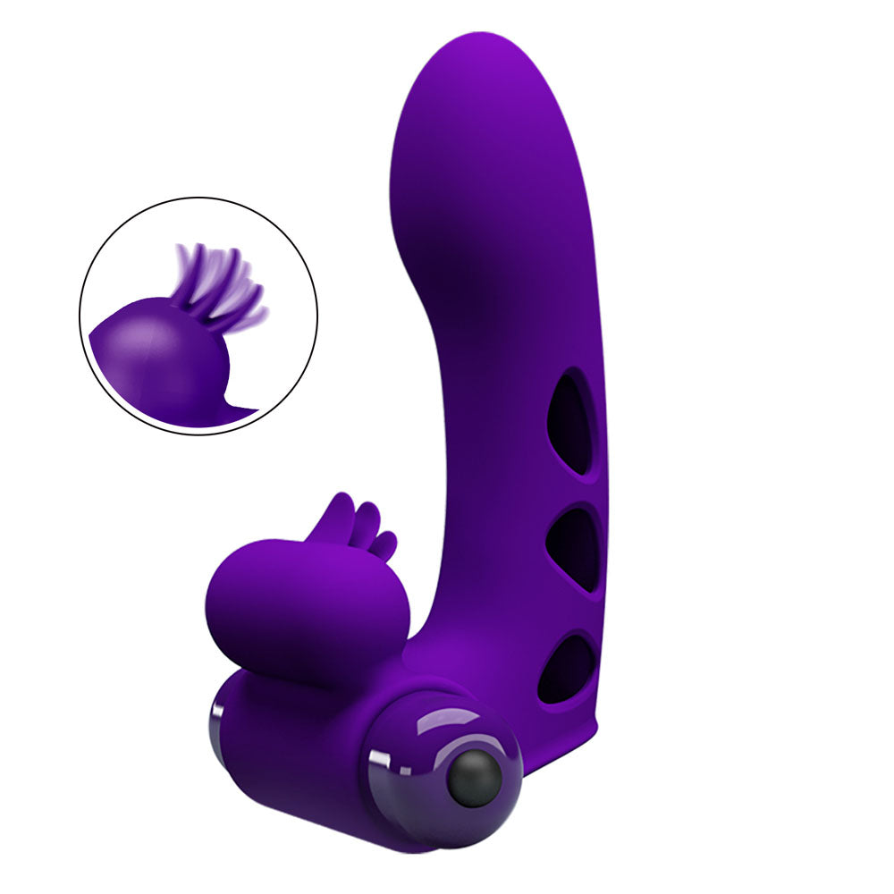 Party Up MIKE Finger Vibe - Purple - Purple Vibrating Finger Vibrator - BI-014836-1-PU