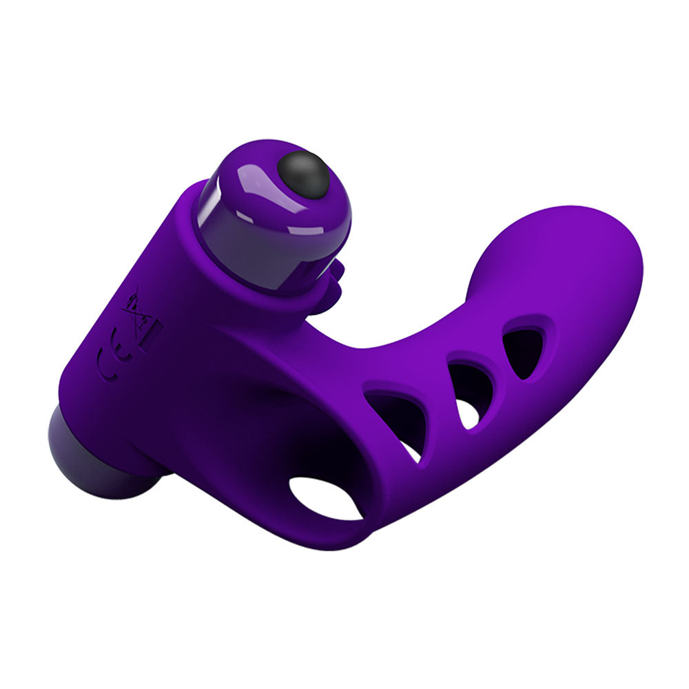 Party Up MIKE Finger Vibe - Purple - Purple Vibrating Finger Vibrator - BI-014836-1-PU