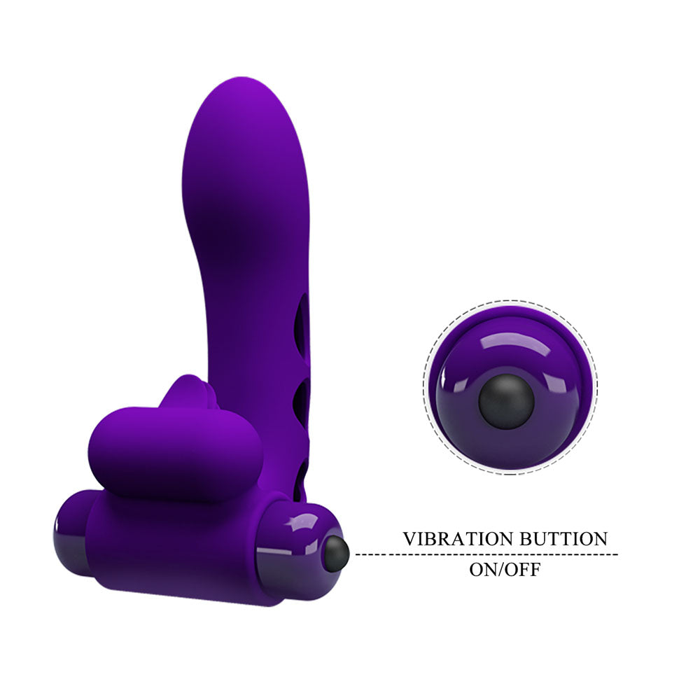 Party Up MIKE Finger Vibe - Purple - Purple Vibrating Finger Vibrator - BI-014836-1-PU