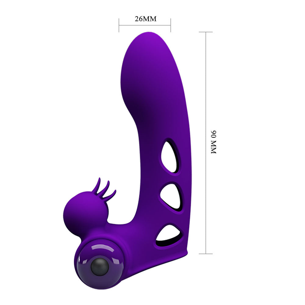Party Up MIKE Finger Vibe - Purple - Purple Vibrating Finger Vibrator - BI-014836-1-PU