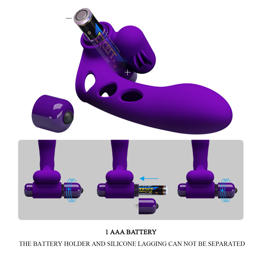 Party Up MIKE Finger Vibe - Purple - Purple Vibrating Finger Vibrator - BI-014836-1-PU