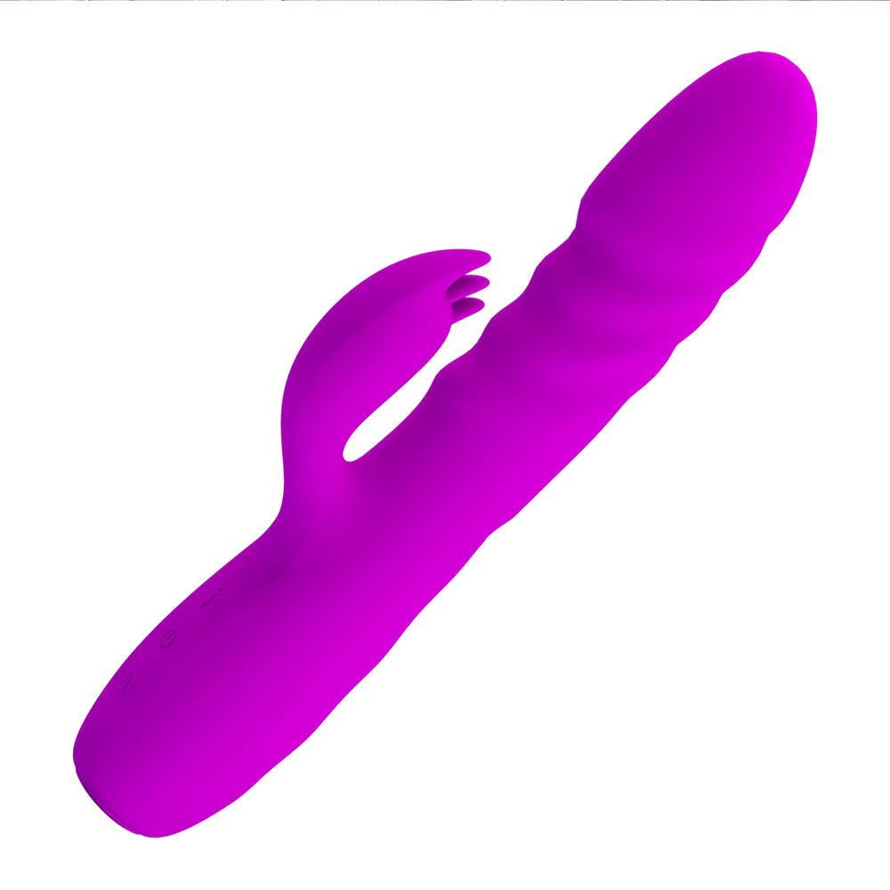 Party Up BOB Thrusting Vibe - Purple - Purple 25 cm USB Rechargeable Thrusting Rabbit Vibrator - BI-014863-PU