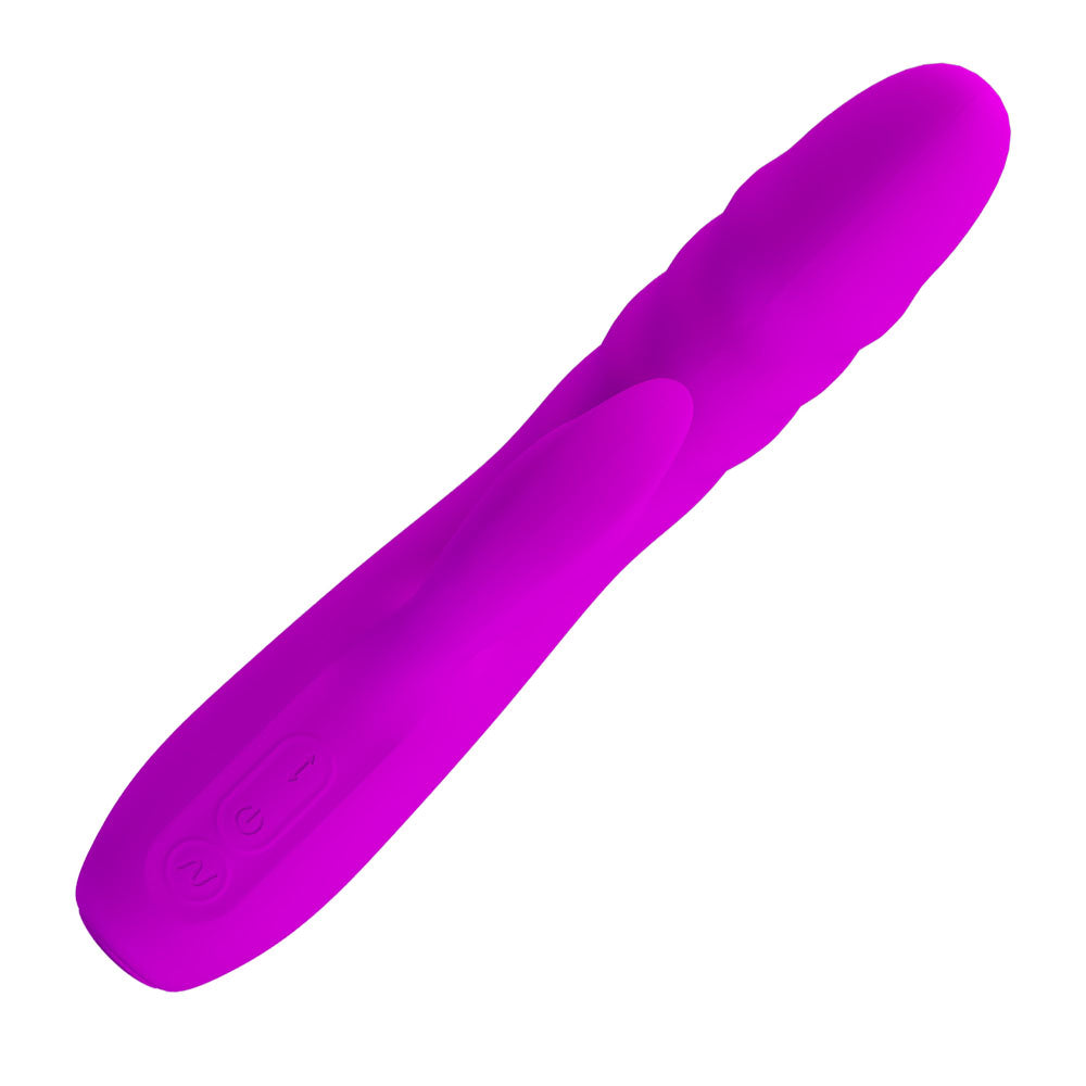 Party Up BOB Thrusting Vibe - Purple - Purple 25 cm USB Rechargeable Thrusting Rabbit Vibrator - BI-014863-PU