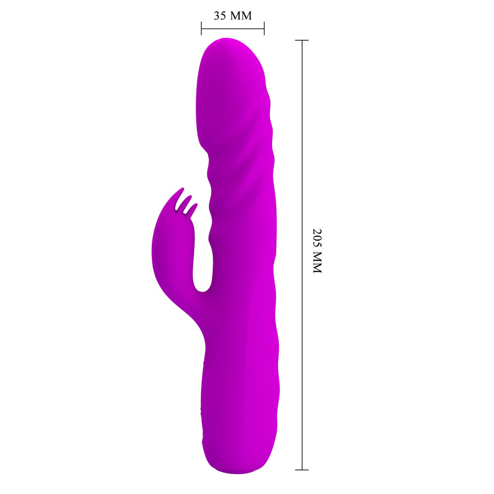Party Up BOB Thrusting Vibe - Purple - Purple 25 cm USB Rechargeable Thrusting Rabbit Vibrator - BI-014863-PU