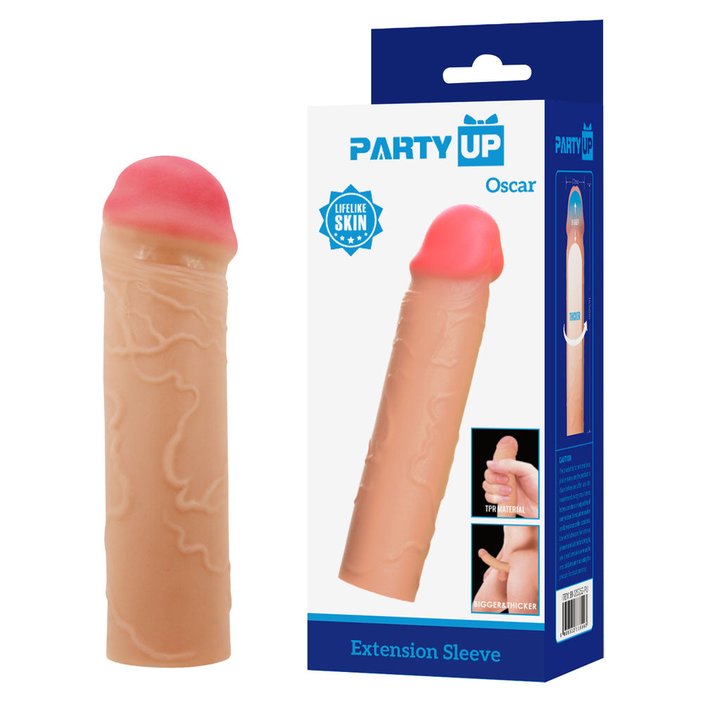Party Up OSCAR 1 Inch Extender Sleeve - Flesh 1 Inch Penis Extender Sleeve - BI-026252-PU