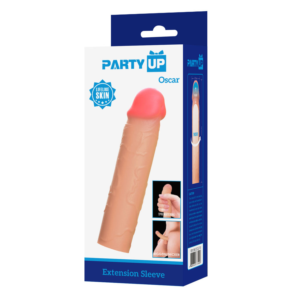 Party Up OSCAR 1 Inch Extender Sleeve - Flesh 1 Inch Penis Extender Sleeve - BI-026252-PU