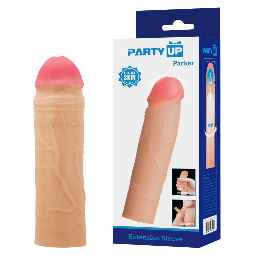 Party Up PARKER 2 Inch Extender Sleeve - Flesh 2 Inch Penis Extender Sleeve - BI-026254-PU