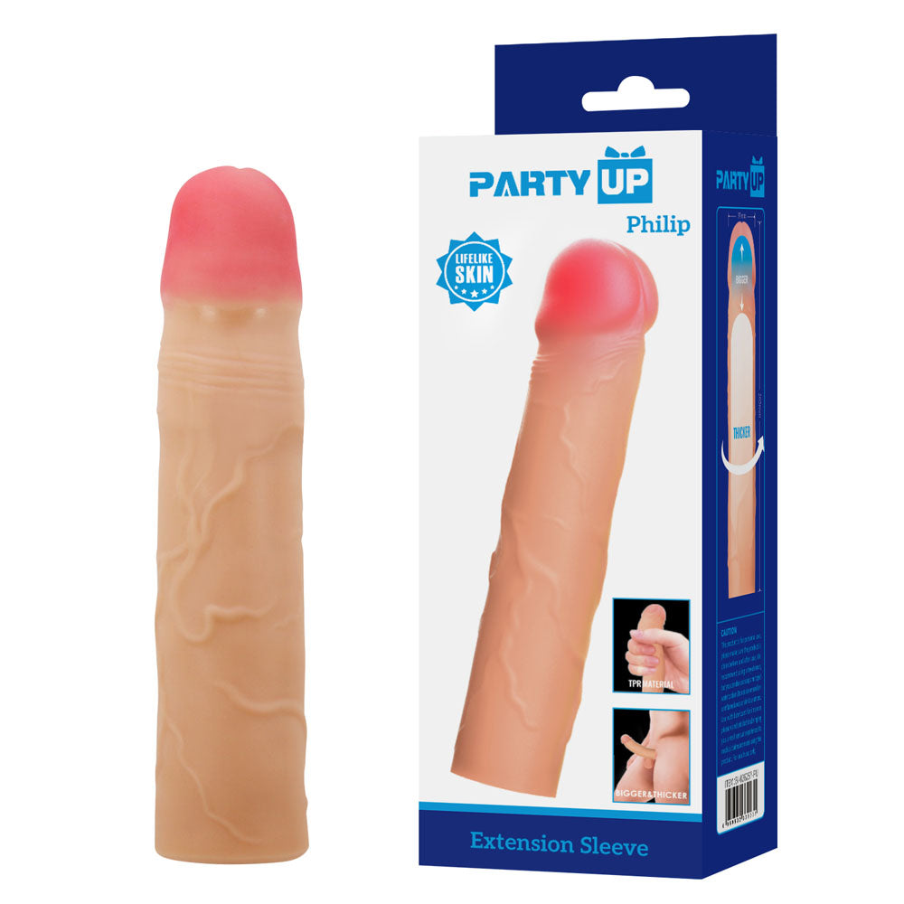 Party Up PHILIP 3 Inch Extender Sleeve - Flesh 3 Inch Penis Extender Sleeve - BI-026257-PU