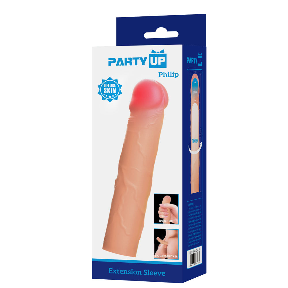 Party Up PHILIP 3 Inch Extender Sleeve - Flesh 3 Inch Penis Extender Sleeve - BI-026257-PU