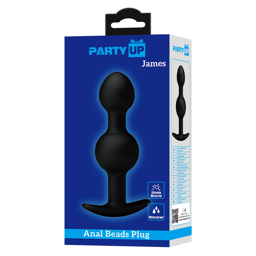 Party Up JAMES Anal Bead Plug - Black 10.4 cm Beaded Butt Plug - BI-040034-PU