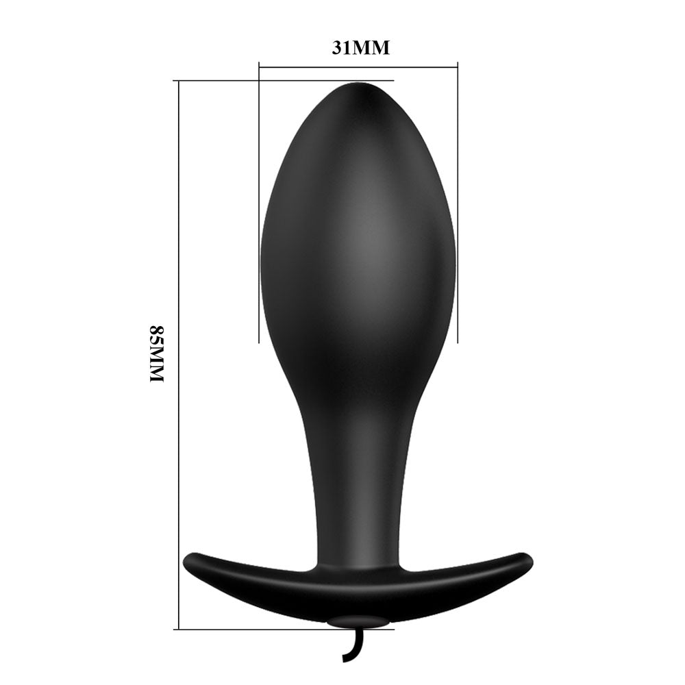 Party Up JASON Vibrating Anal Plug - Black 8.5 cm Vibrating Butt Plug with Remote - BI-040038-PU