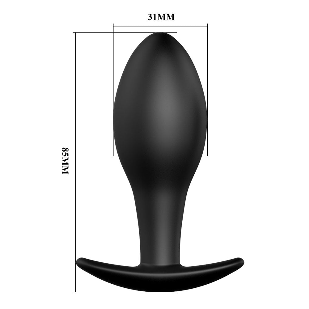 Party Up JEFF Silicone Plug - Black 8.5 cm Butt Plug - BI-040038N-PU