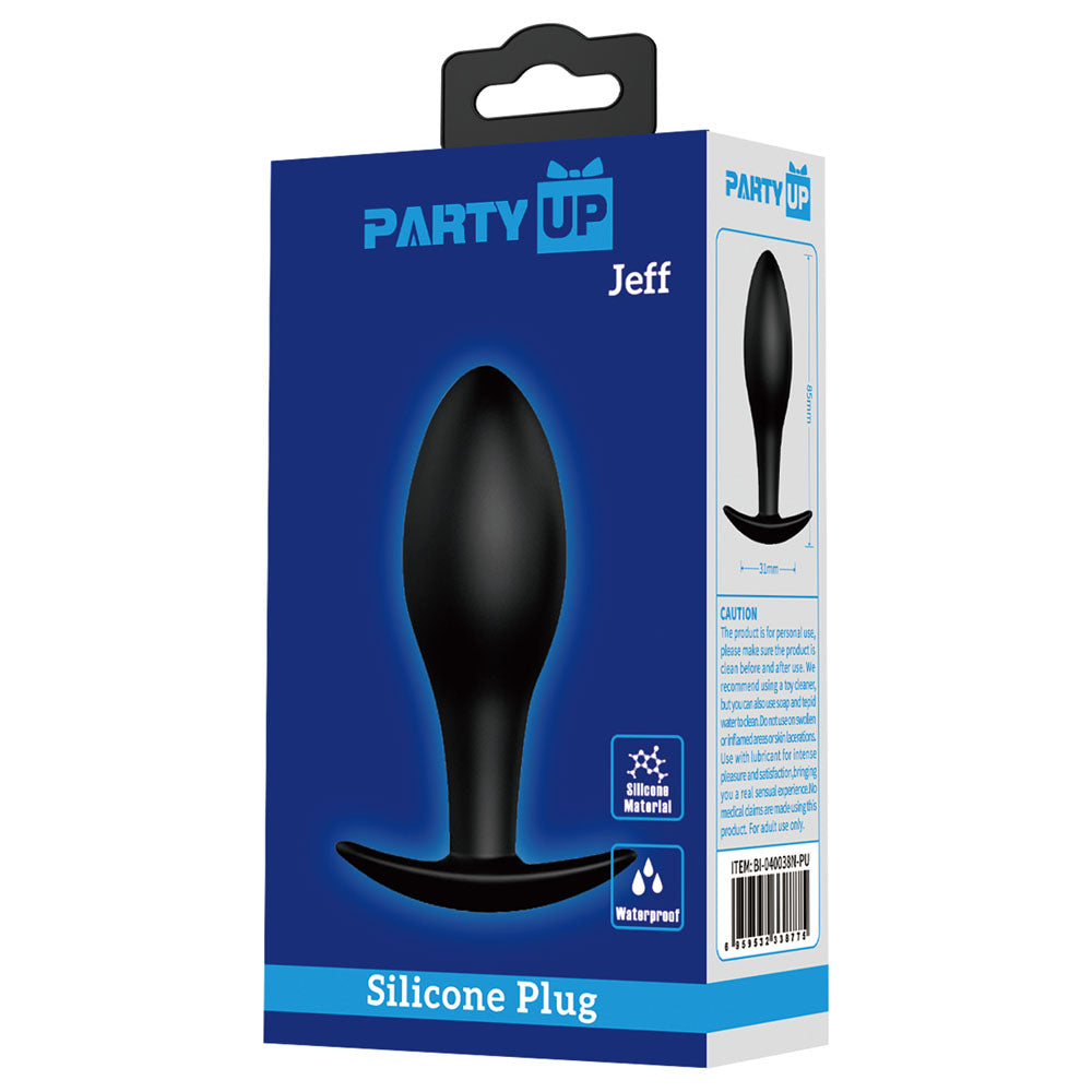 Party Up JEFF Silicone Plug - Black 8.5 cm Butt Plug - BI-040038N-PU