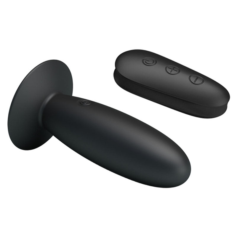 MR PLAY Remote Control Vibrating Anal Plug - Black USB Rechargeable Vibrating Butt Plug with Wireless Remote - BI-040045W-MR