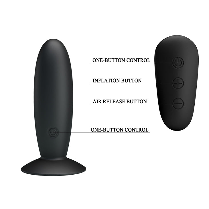MR PLAY Remote Control Vibrating Anal Plug - Black USB Rechargeable Vibrating Butt Plug with Wireless Remote - BI-040045W-MR
