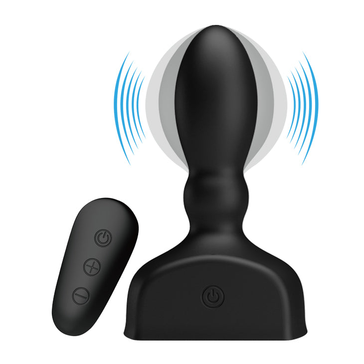 MR PLAY Inflatable Anal Plug - Black USB Rechargeable Inflatable Anal Plug with Wireless Remote - BI-040066W-MR