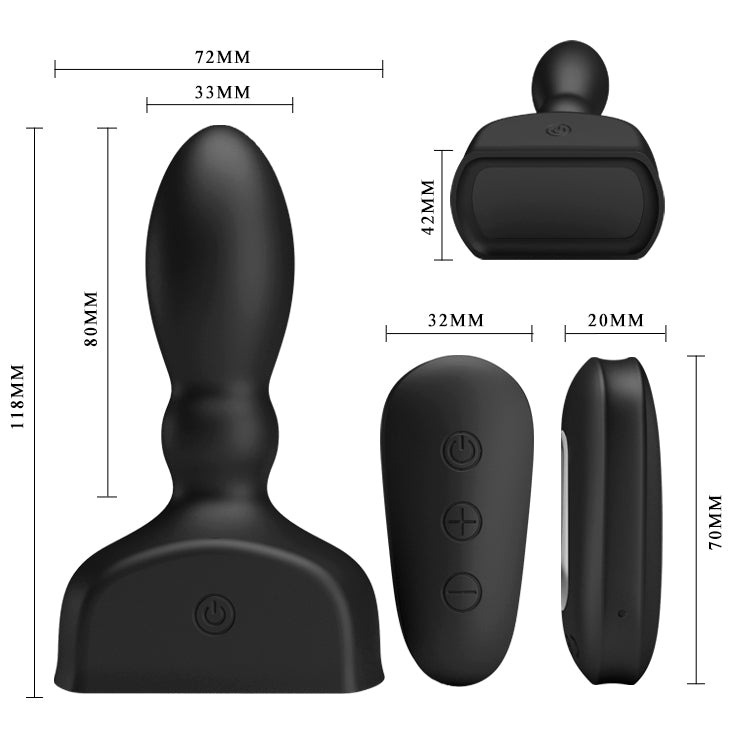 MR PLAY Inflatable Anal Plug - Black USB Rechargeable Inflatable Anal Plug with Wireless Remote - BI-040066W-MR