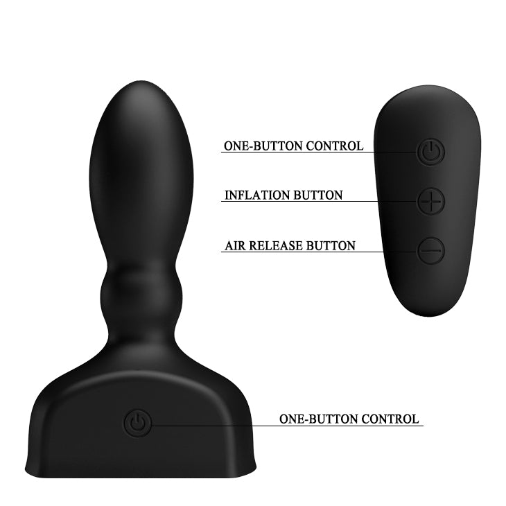 MR PLAY Inflatable Anal Plug - Black USB Rechargeable Inflatable Anal Plug with Wireless Remote - BI-040066W-MR
