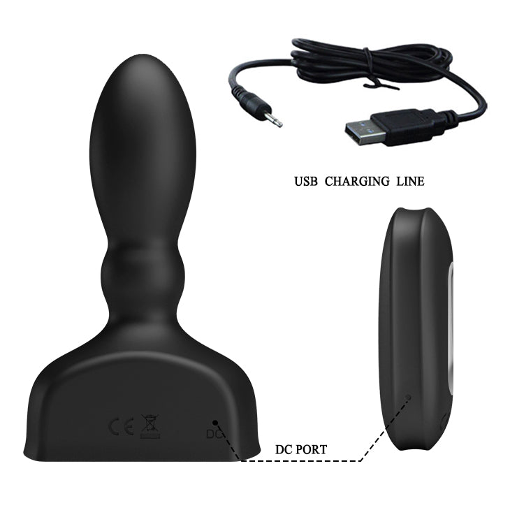 MR PLAY Inflatable Anal Plug - Black USB Rechargeable Inflatable Anal Plug with Wireless Remote - BI-040066W-MR