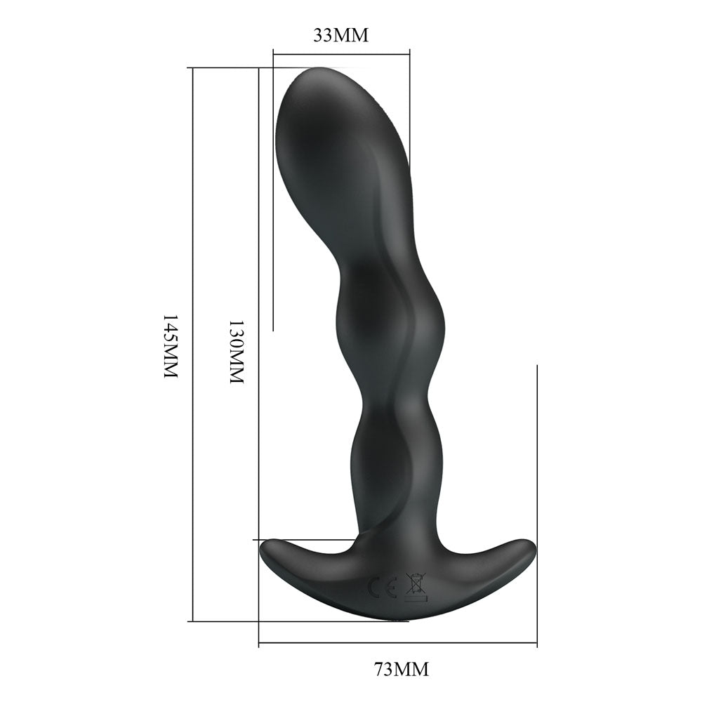 Party Up JIM Vibrating Plug - Black 14.5 cm USB Rechargeable Vibrating Butt Plug - BI-040068-PU