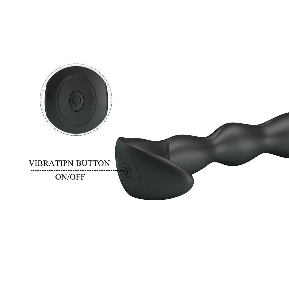 Party Up JIM Vibrating Plug - Black 14.5 cm USB Rechargeable Vibrating Butt Plug - BI-040068-PU