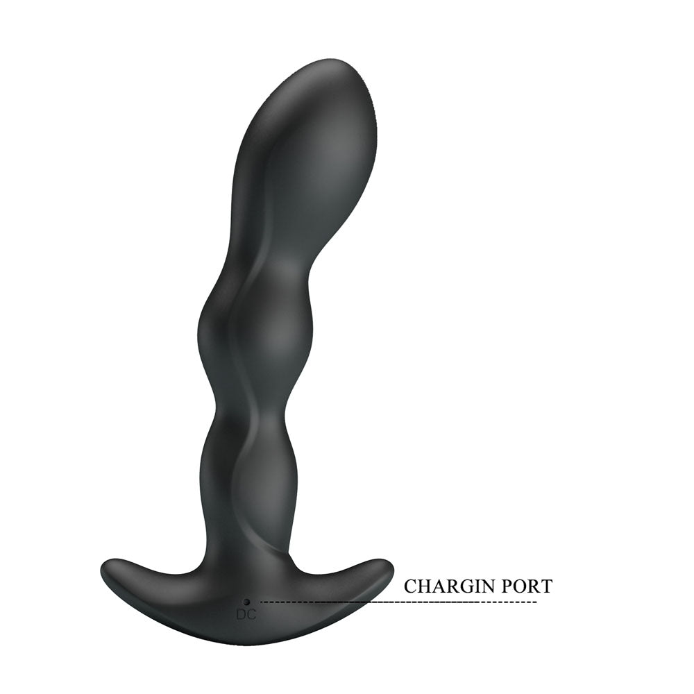 Party Up JIM Vibrating Plug - Black 14.5 cm USB Rechargeable Vibrating Butt Plug - BI-040068-PU