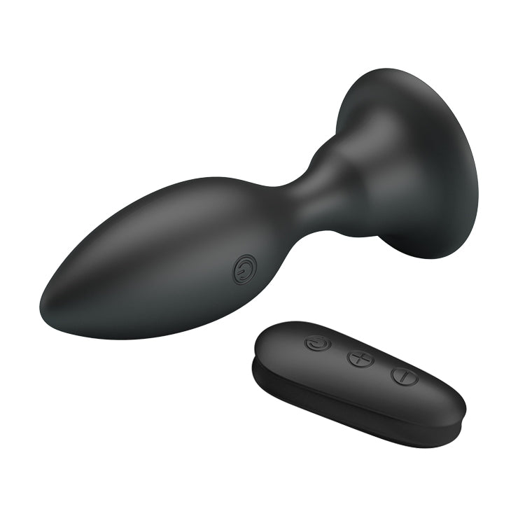 MR PLAY Vibrating Anal Plug - Black 10.8 cm USB Rechargeable Vibrating Butt Plug with Remote - BI-040076W-MR