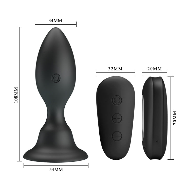 MR PLAY Vibrating Anal Plug - Black 10.8 cm USB Rechargeable Vibrating Butt Plug with Remote - BI-040076W-MR