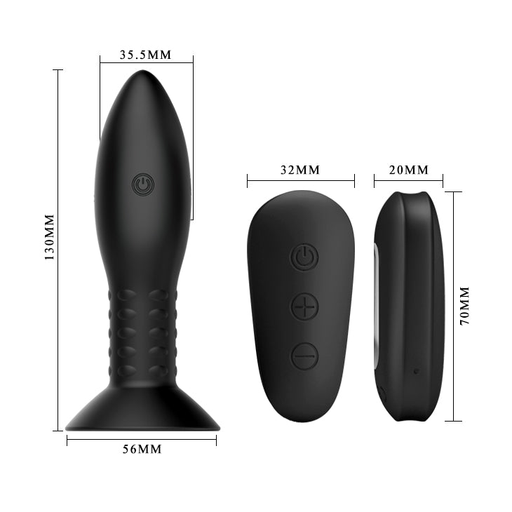 MR PLAY Rotation Beads Anal Plug - Black USB Rechargeable Beaded Butt Plug with Wireless Remote - BI-040079W-MR