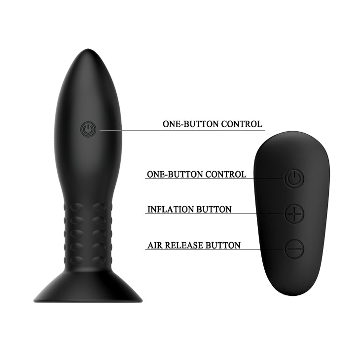 MR PLAY Rotation Beads Anal Plug - Black USB Rechargeable Beaded Butt Plug with Wireless Remote - BI-040079W-MR