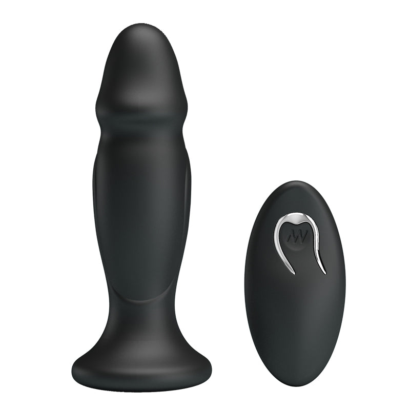 MR PLAY Powerful Vibrating Anal Plug - Black 12.4 cm USB Rechargeable Vibrating Anal Plug with Remote - BI-040085W-MR