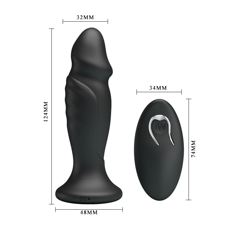 MR PLAY Powerful Vibrating Anal Plug - Black 12.4 cm USB Rechargeable Vibrating Anal Plug with Remote - BI-040085W-MR