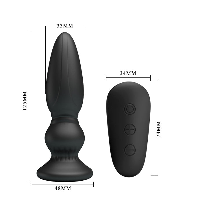 MR PLAY Powerful Vibrating Anal Plug - Black 12.5 cm USB Rechargeable Vibrating Anal Plug with Remote - BI-040086W-MR