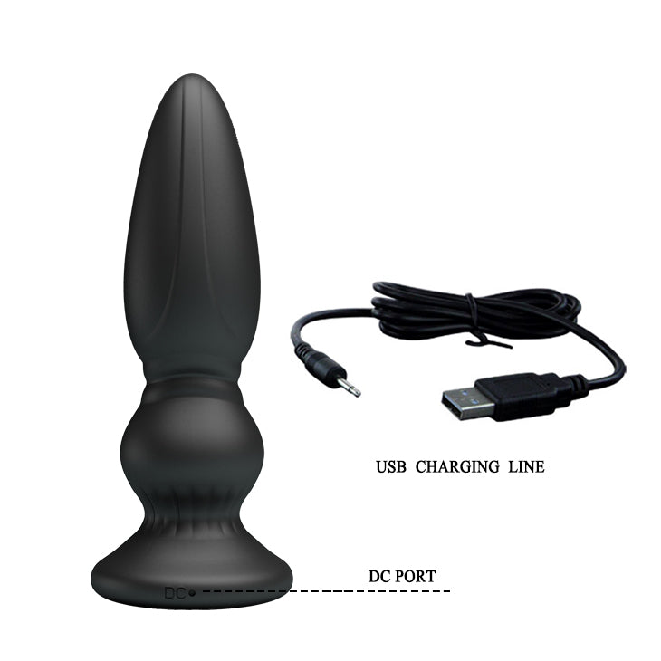 MR PLAY Powerful Vibrating Anal Plug - Black 12.5 cm USB Rechargeable Vibrating Anal Plug with Remote - BI-040086W-MR