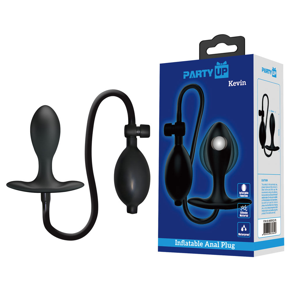 Party Up KEVIN Inflatable Butt Plug - Black 9.1 cm Inflatable Butt Plug - BI-040096Q-PU