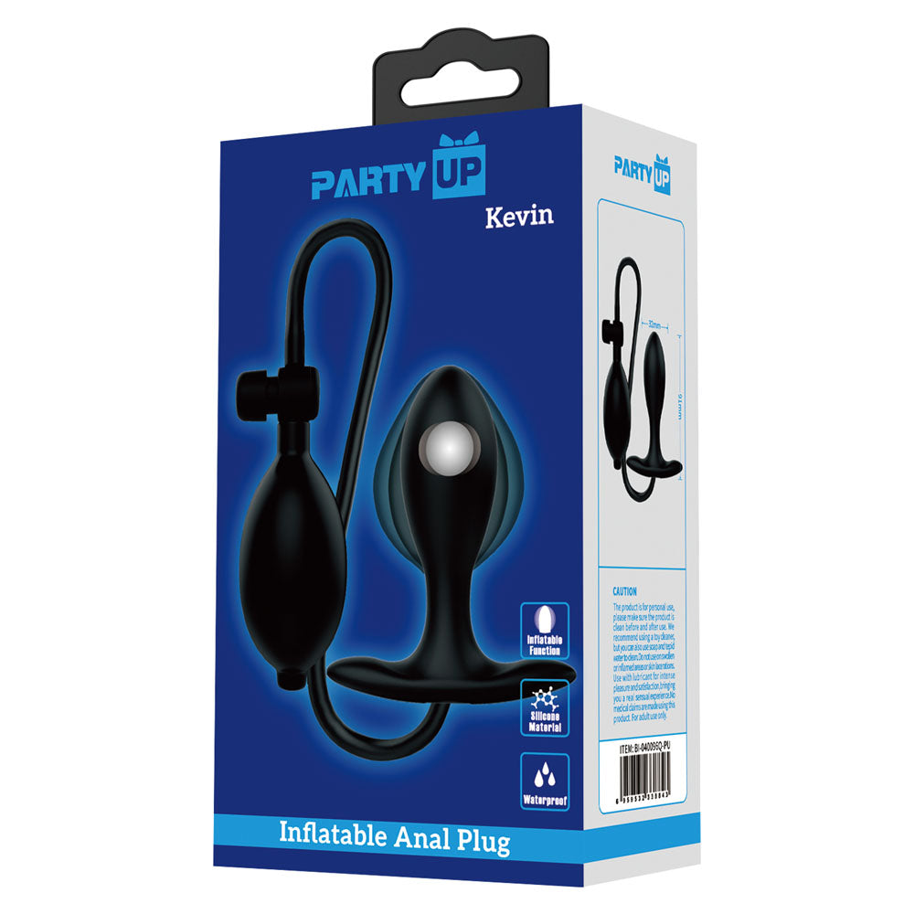 Party Up KEVIN Inflatable Butt Plug - Black 9.1 cm Inflatable Butt Plug - BI-040096Q-PU