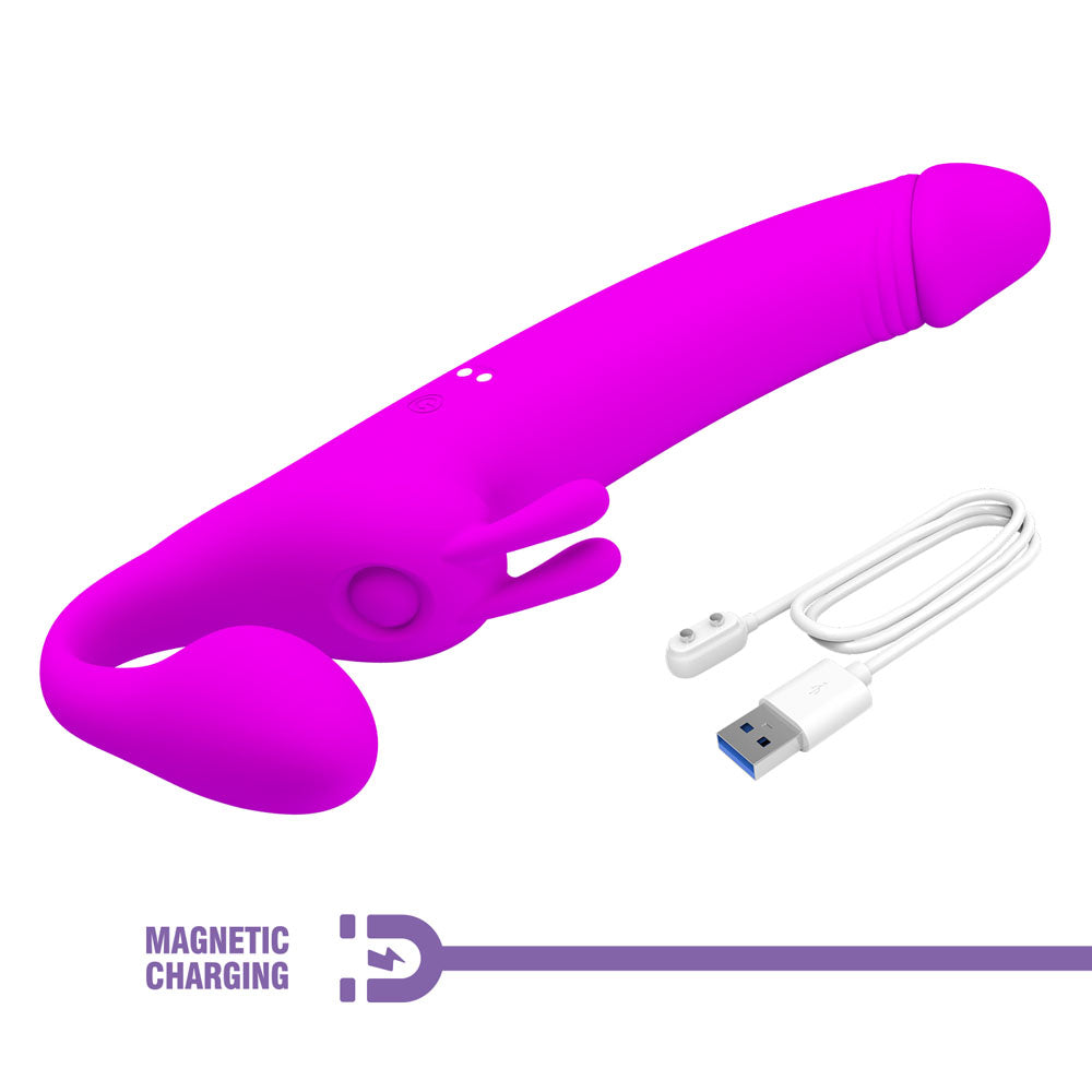 Party Up OLIVER Strapless Strap-On - Purple 28.3 cm USB Rechargeable Strapless Strap-On - BI-040171-PU