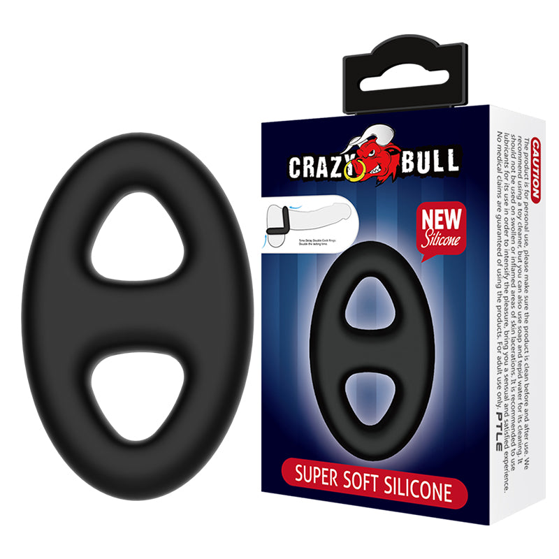 CRAZY BULL Oval Cock & Ball Ring - Black Cock & Ball Ring - BI-210184