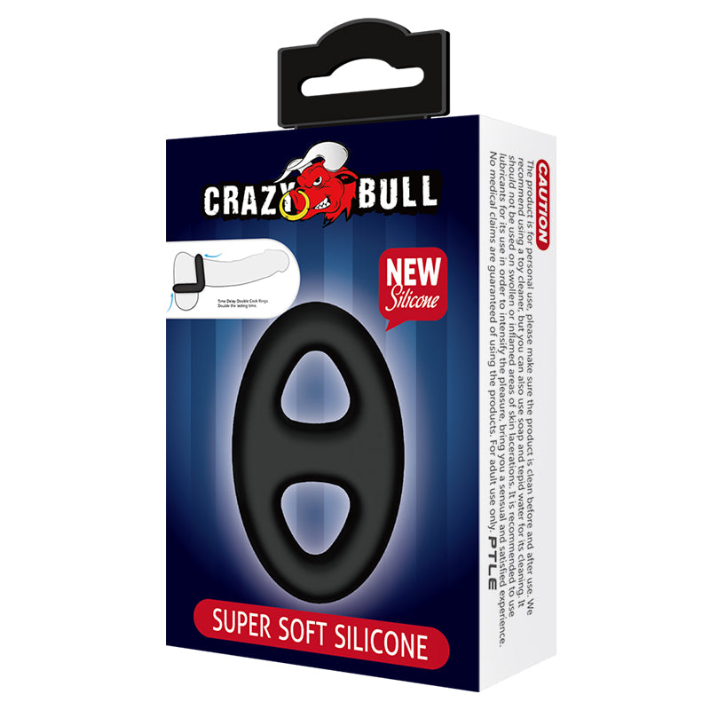 CRAZY BULL Oval Cock & Ball Ring - Black Cock & Ball Ring - BI-210184