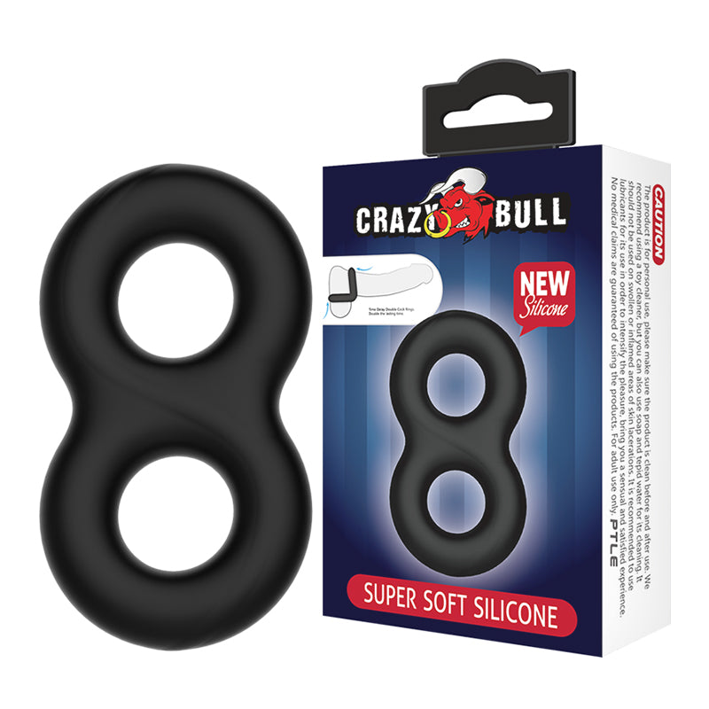 CRAZY BULL Double Donut Cock & Ball Ring - Black Cock & Ball Ring - BI-210185