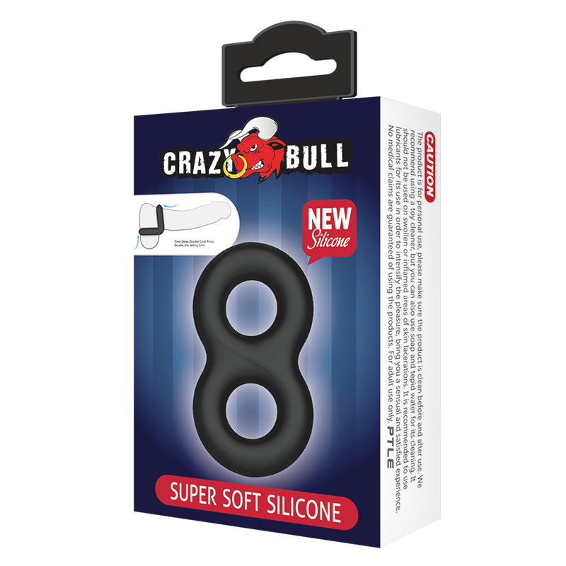 CRAZY BULL Double Donut Cock & Ball Ring - Black Cock & Ball Ring - BI-210185