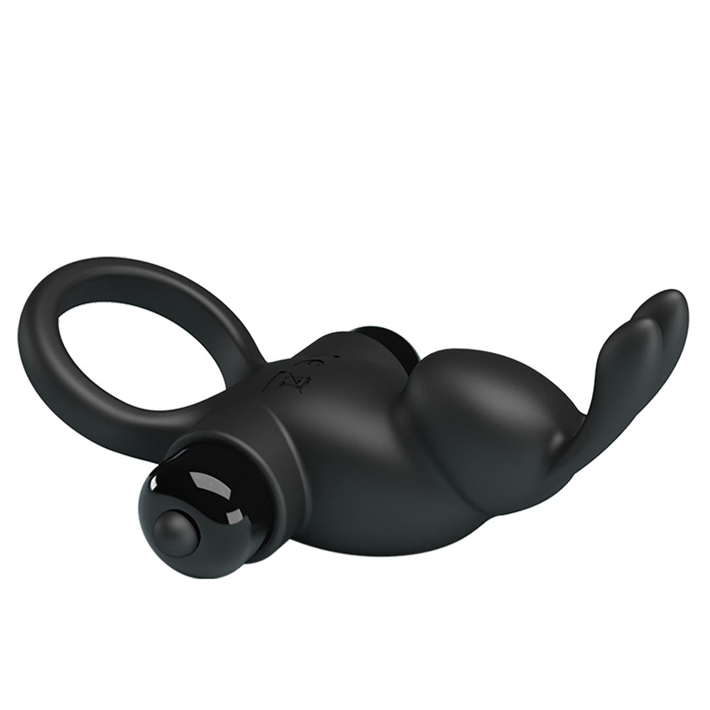 Party Up LARRY Vibrating Cock Ring - Black Vibrating Cock Ring - BI-210204-PU