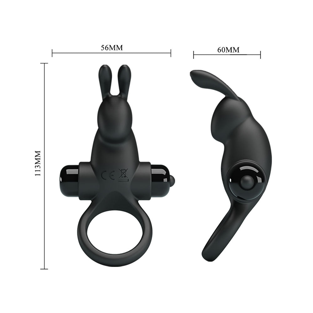 Party Up LARRY Vibrating Cock Ring - Black Vibrating Cock Ring - BI-210204-PU