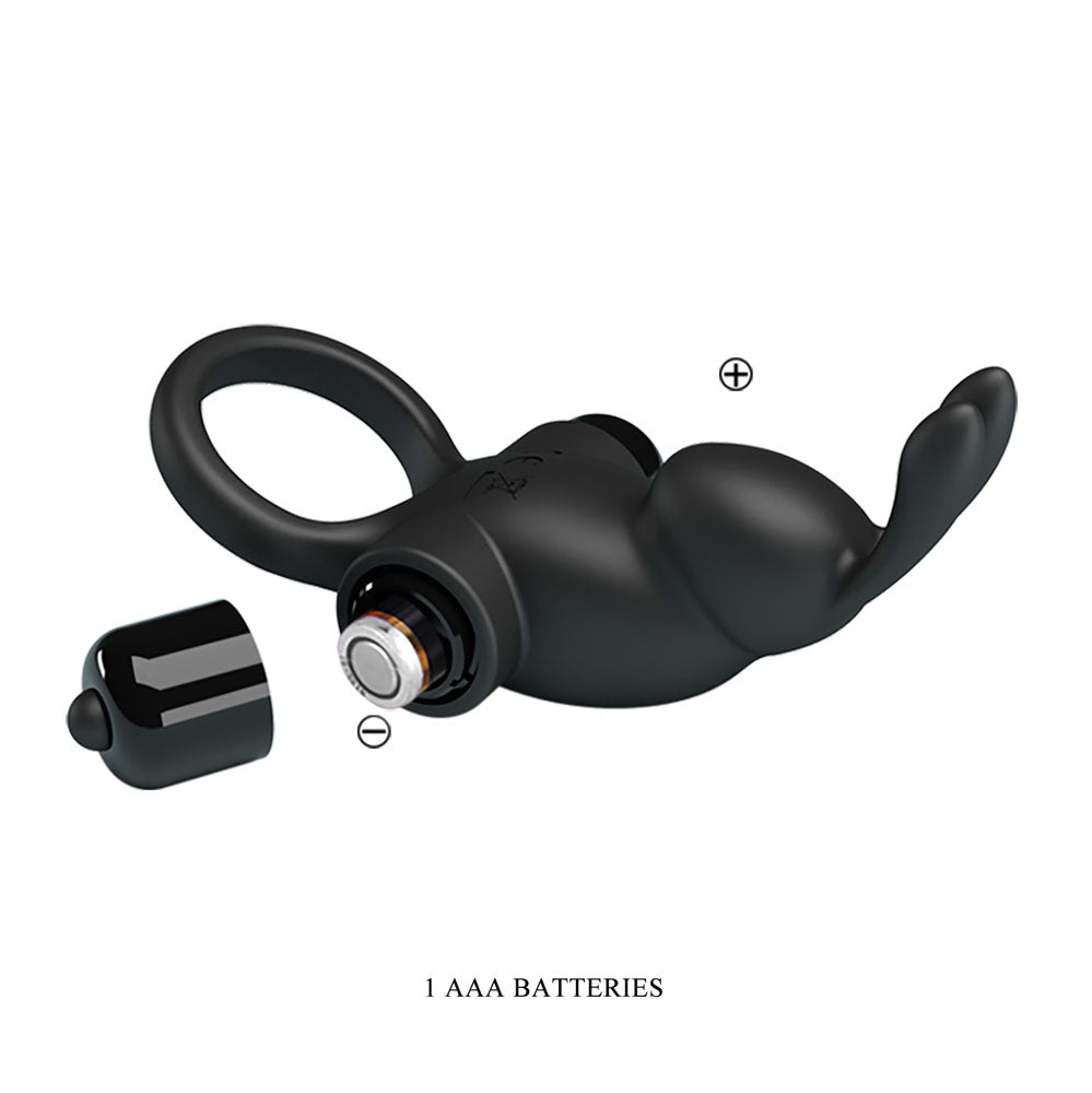 Party Up LARRY Vibrating Cock Ring - Black Vibrating Cock Ring - BI-210204-PU