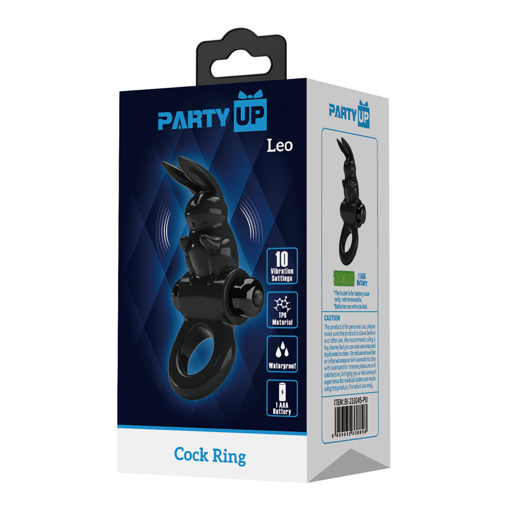 Party Up LARRY Vibrating Cock Ring - Black Vibrating Cock Ring - BI-210204-PU