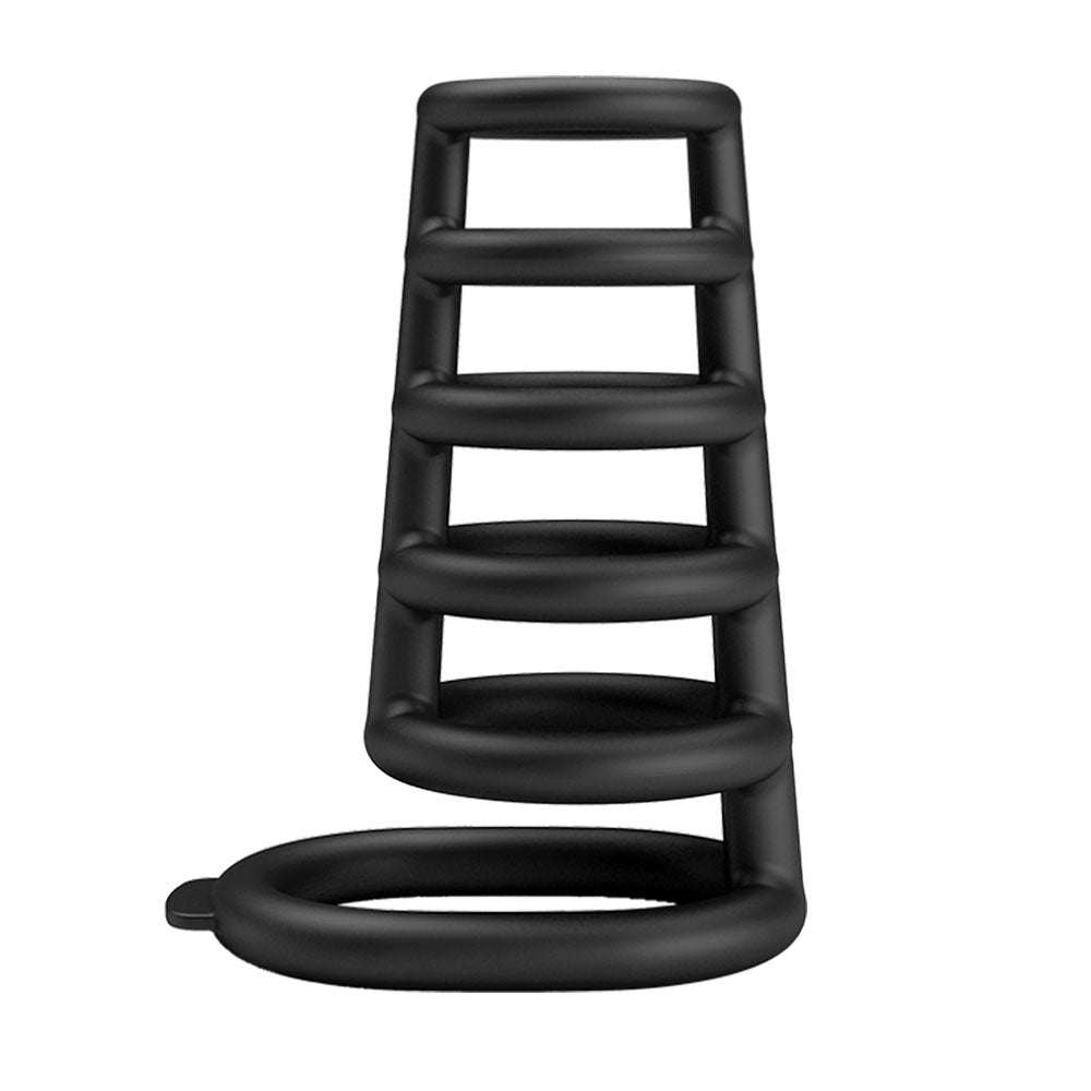 Party Up KIM Cock Cage - Black Cock Ring Cage - BI-210225-PU