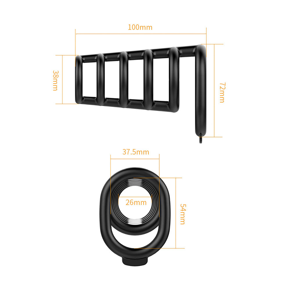 Party Up KIM Cock Cage - Black Cock Ring Cage - BI-210225-PU